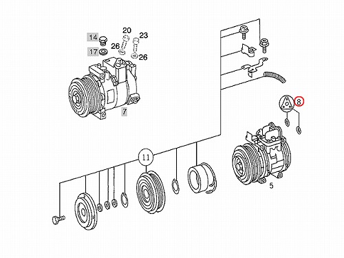 Oリング(シールリング)セット ACコンプレッサー用 メルセデスベンツ