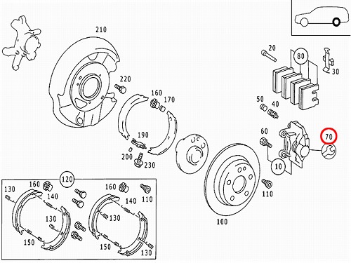 ブレーキキャリパー リペア シールキット リア メルセデスベンツ E