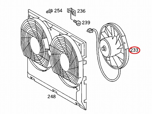 ラジエター電動ファンモーター(ラジエターファン) メルセデスベンツ E