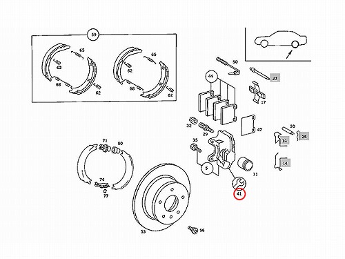 ブレーキキャリパー リペア シールキット リア メルセデスベンツ