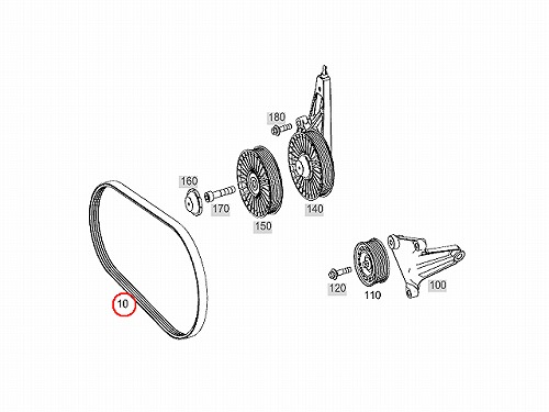 ファンベルト(Vベルト) メルセデスベンツ W207 W212 W216 W218 W221