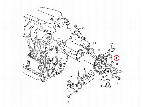 サーモスタットハウジング(カバー) VW(フォルクスワーゲン) [022121117C]