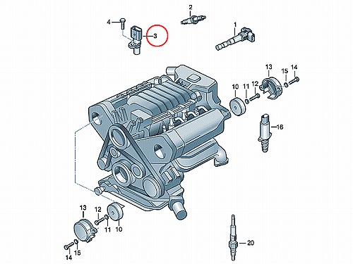 カム角センサー(カムポジションセンサー) AUDI(アウディ) ASN AXW AXX