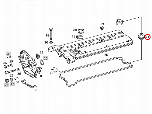 タペットカバーガスケットセット メルセデスベンツ Eクラス W124 300CE-24 300E-24 Sクラス W140 300SE S320  M104(直6)