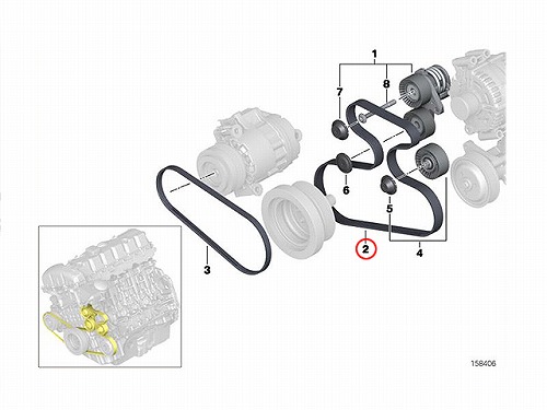 ファンベルト(Vベルト) BMW [11287557257]BMW N52(直6) エンジン E70