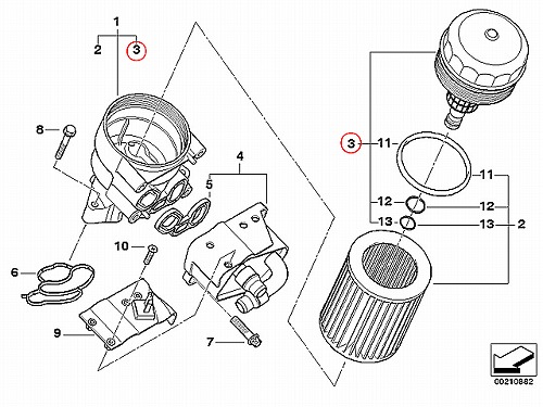 純正 オイルフィルターケースカバー BMW [11427508968]BMW E46 E82 E87 E88 E90 E91 E92 X1(E84)  | セントピア