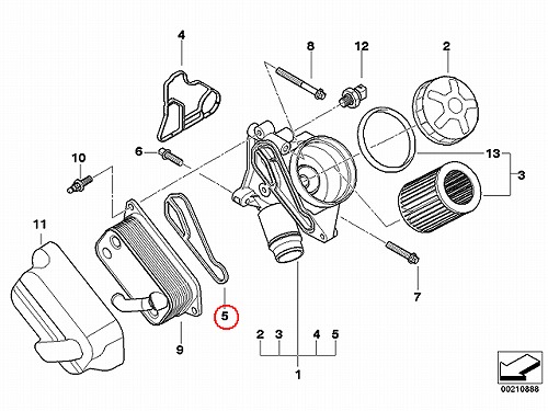 オイルクーラー用ガスケット BMW E60 E61 E63 E64 E65 E66 E81 E82 E87