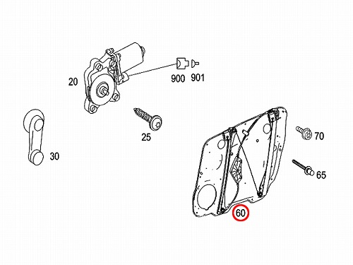 パワーウインドウレギュレーター リア 左側 メルセデスベンツ Bクラス