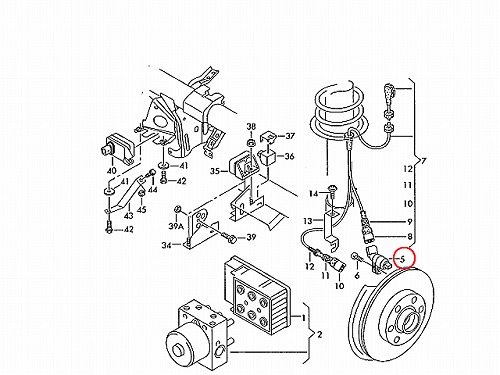 ABSセンサー(スピードセンサー) フロント 左側 VW(フォルクスワーゲン) ニュービートル(9C 1Y) ゴルフ3(1H) ゴルフ4(1J)  ボーラ(1J) パサート(3A) ポロ(6N) ルポ(6X 6E)