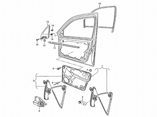 パワーウインドウレギュレーター フロント 左側 VW(フォルクスワーゲン