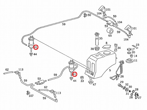 ウォッシャーポンプ メルセデスベンツ R107 R129 W124 W126 W140 W201 W202