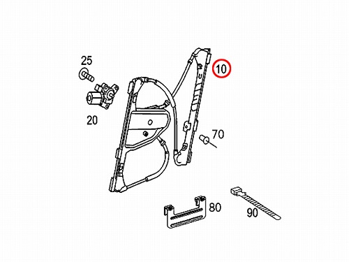 パワーウインドウレギュレーター フロント 右側 メルセデスベンツ C