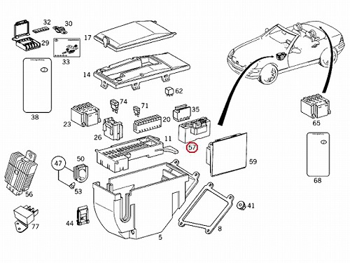 リレーユニット(ヒューズボックス) メルセデスベンツ SLKクラス R170