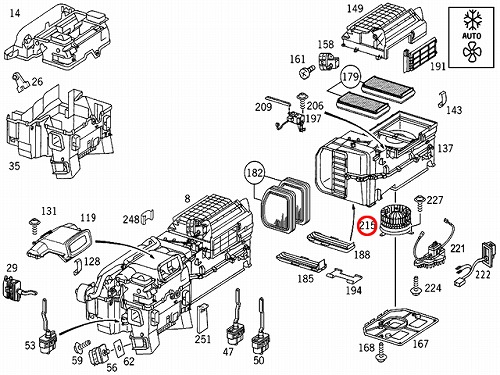 エアコンブロアモーター(ファン) メルセデスベンツ Eクラス W210 E230