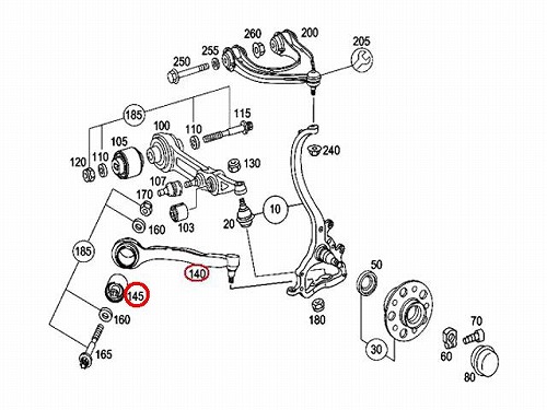 ストラットアーム(テンションロッド) フロント右側 メルセデスベンツ