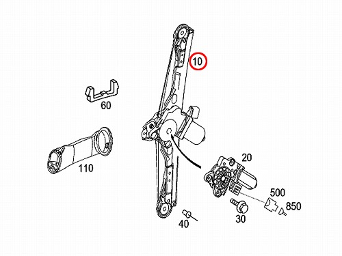 パワーウインドウレギュレーター リア 左側 メルセデスベンツ Eクラス