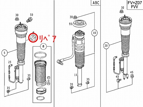 純正 ショックアブソーバー(エアサス) リペアキット メルセデスベンツ