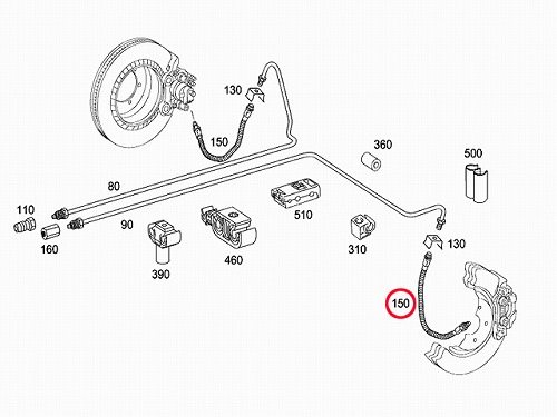 ブレーキホース リア メルセデスベンツCLクラス W216 CL550 CL600