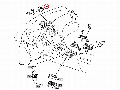 純正 ハザードスイッチ メルセデスベンツ SLクラス R230 SL350 SL500 SL550 SL55AMGコンプレッサー SL600(ターボ)  SL63AMG SL65AMG(ターボ)