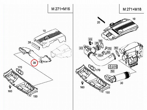 純正 インテークパイプ(インテークホース) メルセデスベンツ [2710900582]