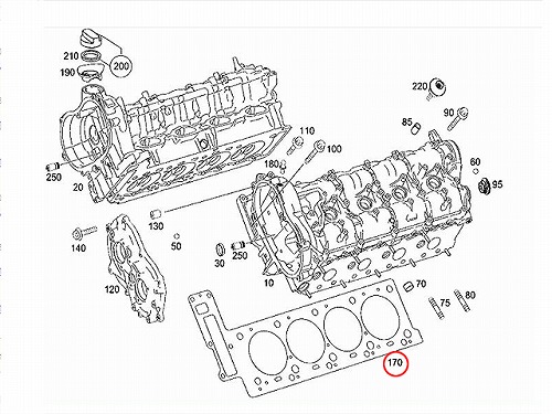 シリンダーヘッドガスケット 右側 メルセデスベンツ [2780160520