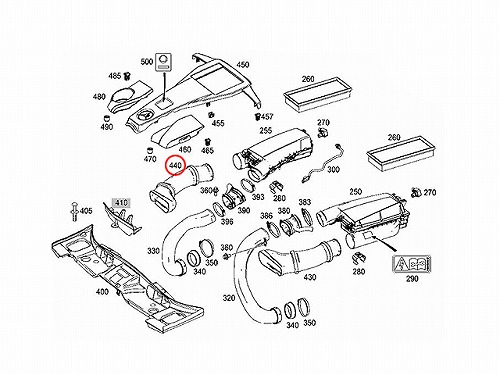 純正 エアインテークホース(コネクティングパイプ) 右側 メルセデス