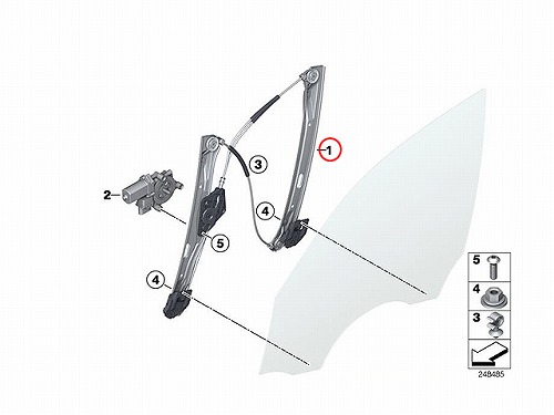 パワーウインドウレギュレーター フロント 右側 BMW [51337281882]BMW