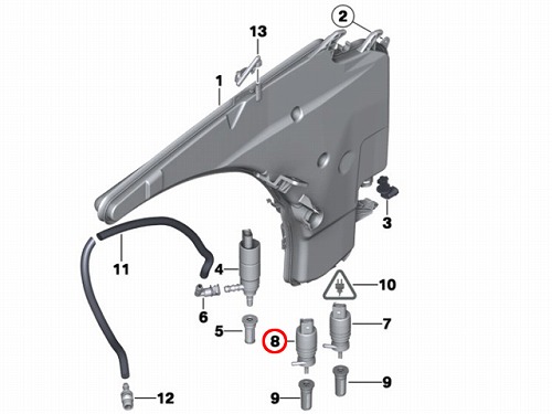 ウォッシャーポンプ BMW 1シリーズ E81 E82 E87 E88 F20 3シリーズ E90 E91 E92 E93 F30 F31 F34  5シリーズ E60 E61 6シリーズ E63 E64 7シリーズ E65 E66 X1シリーズ E84
