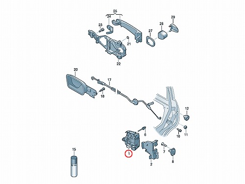 ドアロック アクチュエーター リア 左側 VW(フォルクスワーゲン)GOLF5(ゴルフ5) 1K JETTA(ジェッタ) 1K TOURAN(トゥーラン)  1T TOUAREG(トゥアレグ) 7L