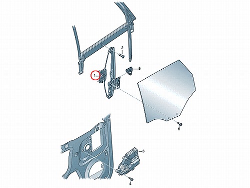 パワーウインドウレギュレーター リア 左側 AUDI(アウディ) A3/S3