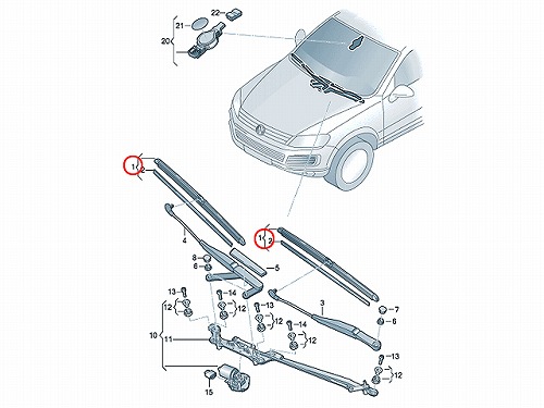 ワイパーブレード 左右セット フロント用 Porsche(ポルシェ) 右ハンドル車 カイエン(9PA 955 957) カイエン(92A 958)