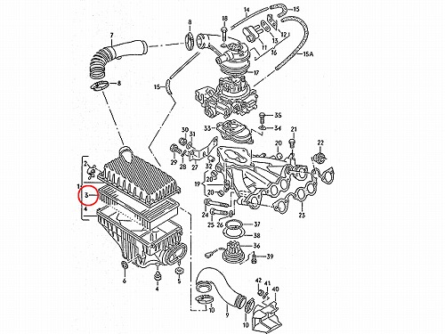 エアフィルター(エアクリーナー) VW(フォルクスワーゲン) コラード(50) 50ABV 50PG ゴルフ2(19) 19PL 19RV  ジェッタ(16) 16RV パサート(31 3A) 319A 3A2E 3AAAA 3AADY