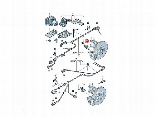 ABSセンサー(スピードセンサー) リア 左側(一部車両にはフロントにも